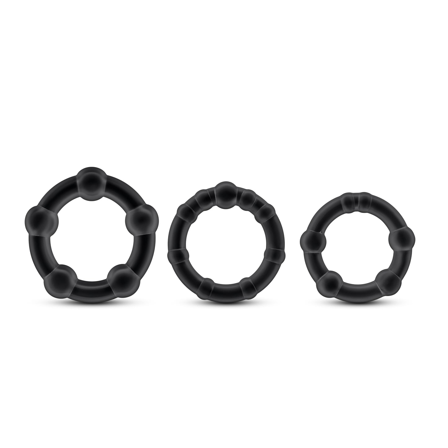 Stay Hard Beaded Rings, 3-Pack, Black