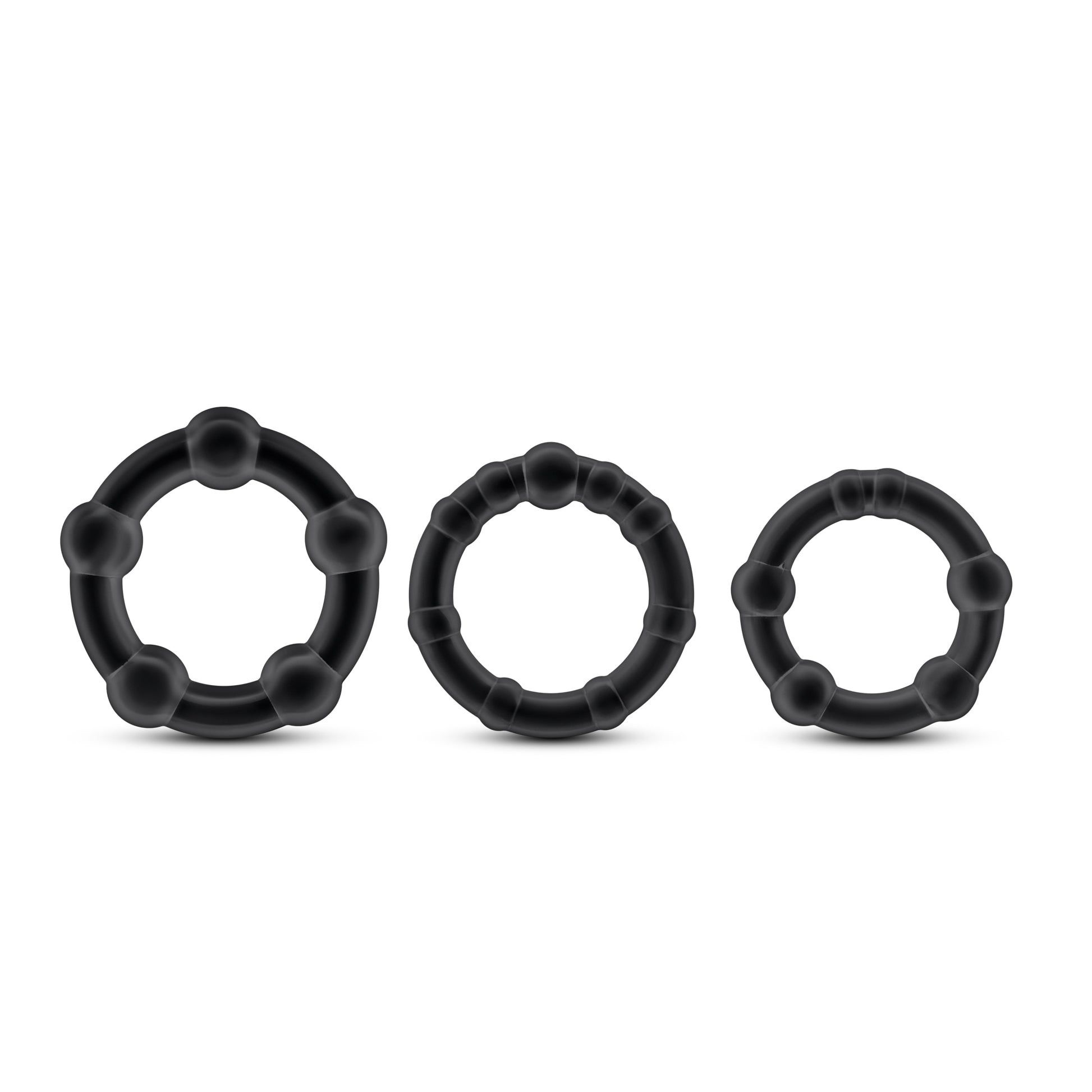 Stay Hard Beaded Rings, 3-Pack, Black