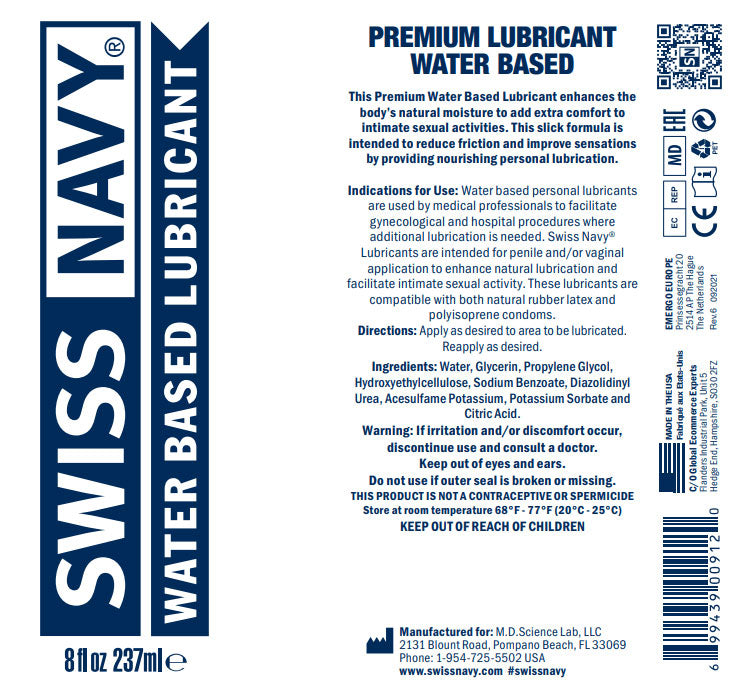 Swiss Navy Water-Based Lubricant, 2 fl oz